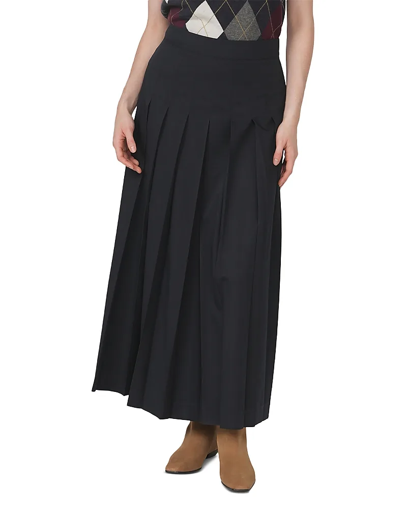 Pleated Front Maxi Skirt by Point