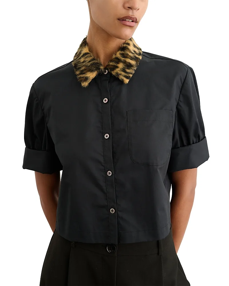 Zadie Cotton Embellished Cropped Shirt by Toccin