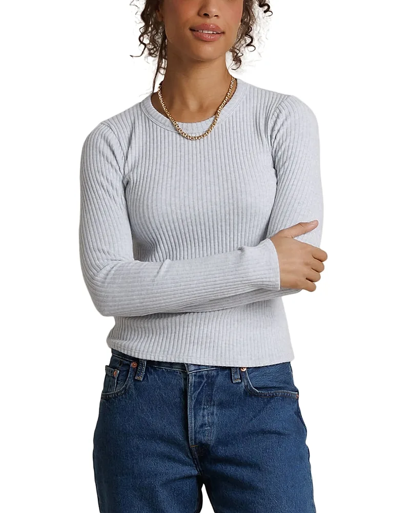 Ribbed Long Sleeve Crewneck Tee