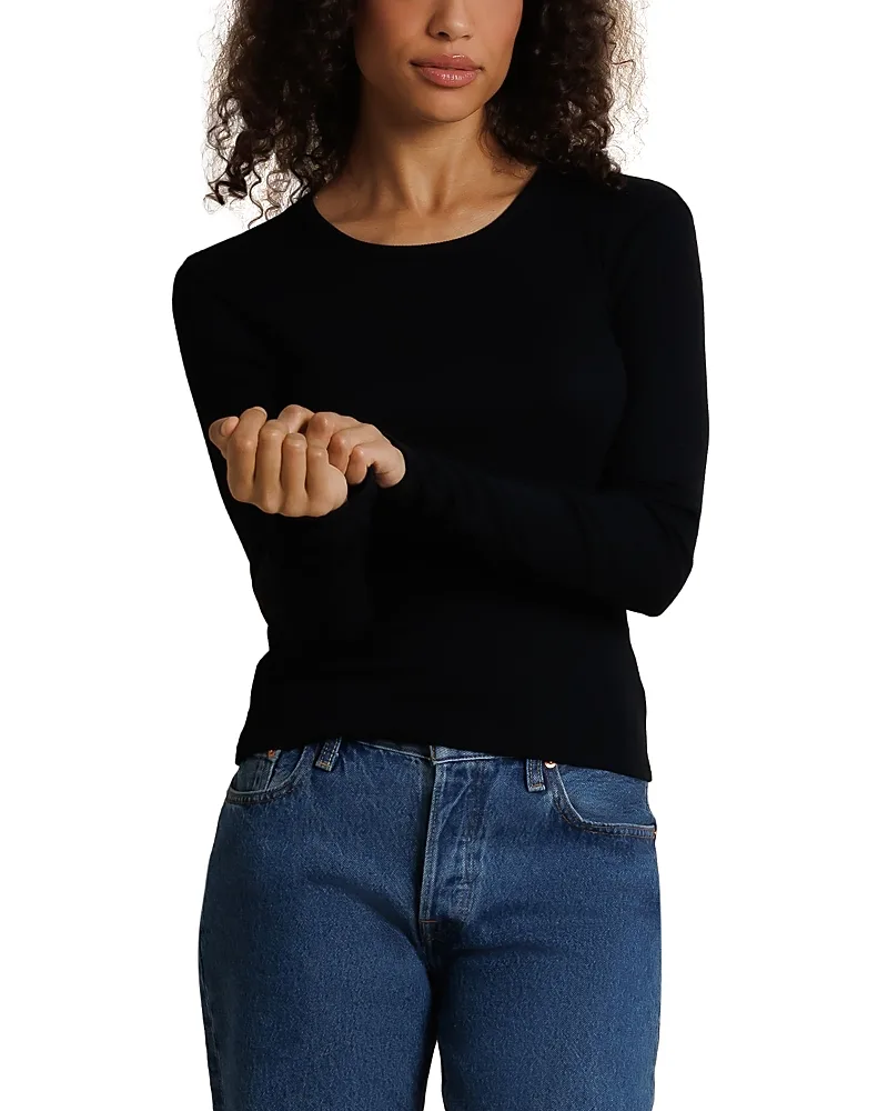 Ribbed Long Sleeve Crewneck Tee