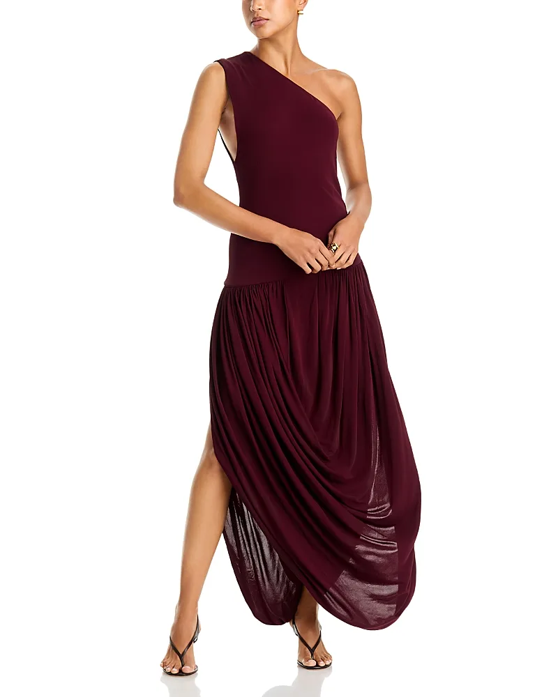 Mila One Shoulder Draped Dress by Brandon Maxwell