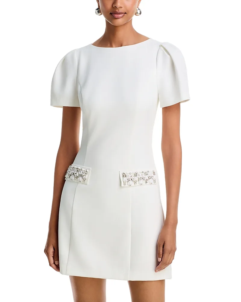 Embellished Short Sleeve Mini Dress by AQUA