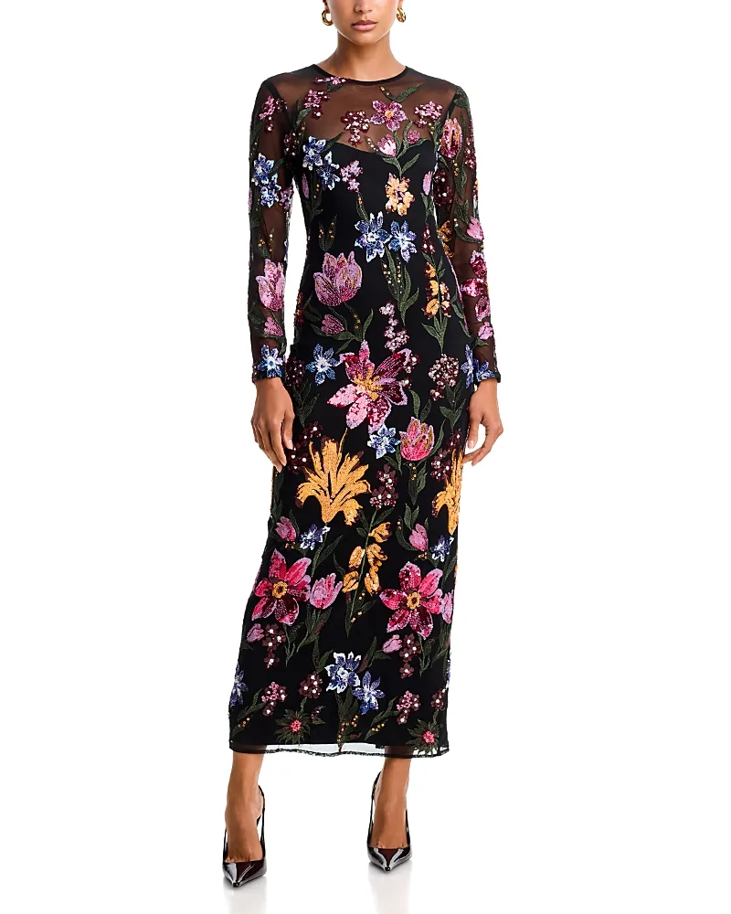 Embroidered Mesh Maxi Dress by AQUA