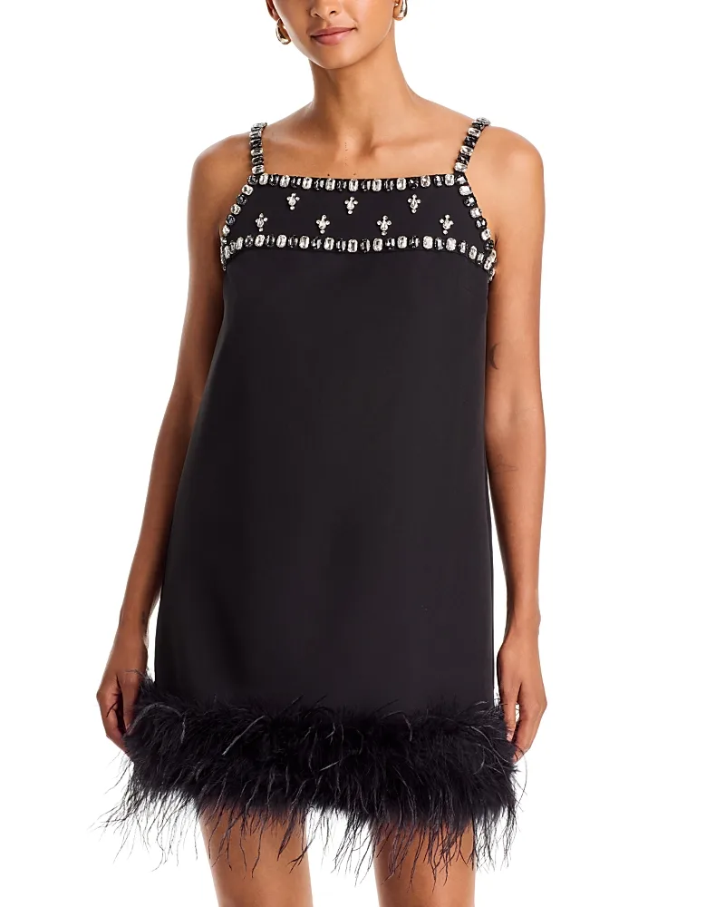 Feather Embellished Tank Dress