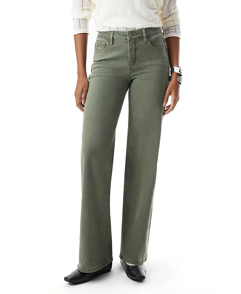 Mid Rise Wide Leg Denim Jeans Stretch Comfortable by Bayeas