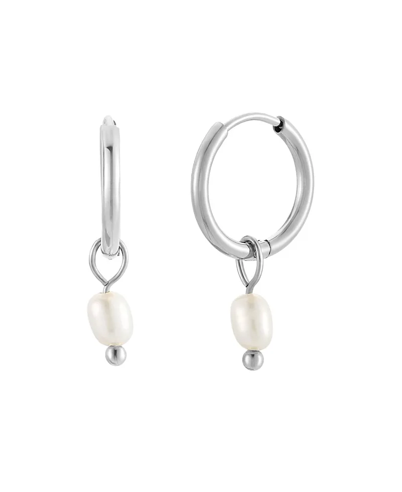 Pearl Huggie Hoops Earrings by Atolea