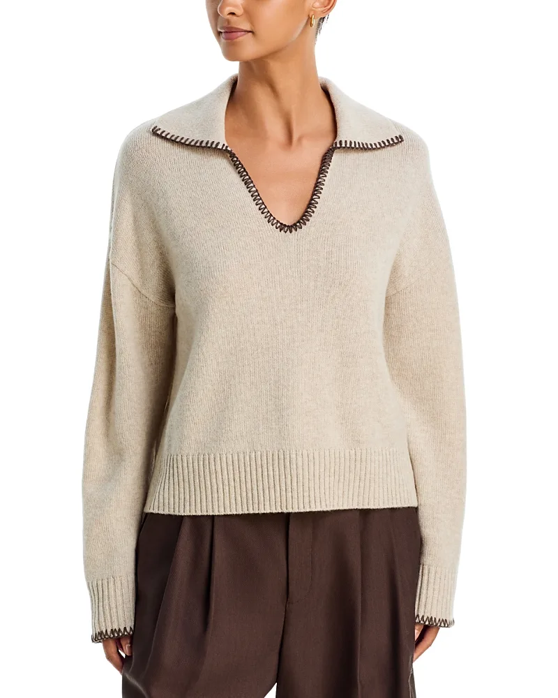 Wool & Cashmere Contrast Trim Sweater by Bella Dahl