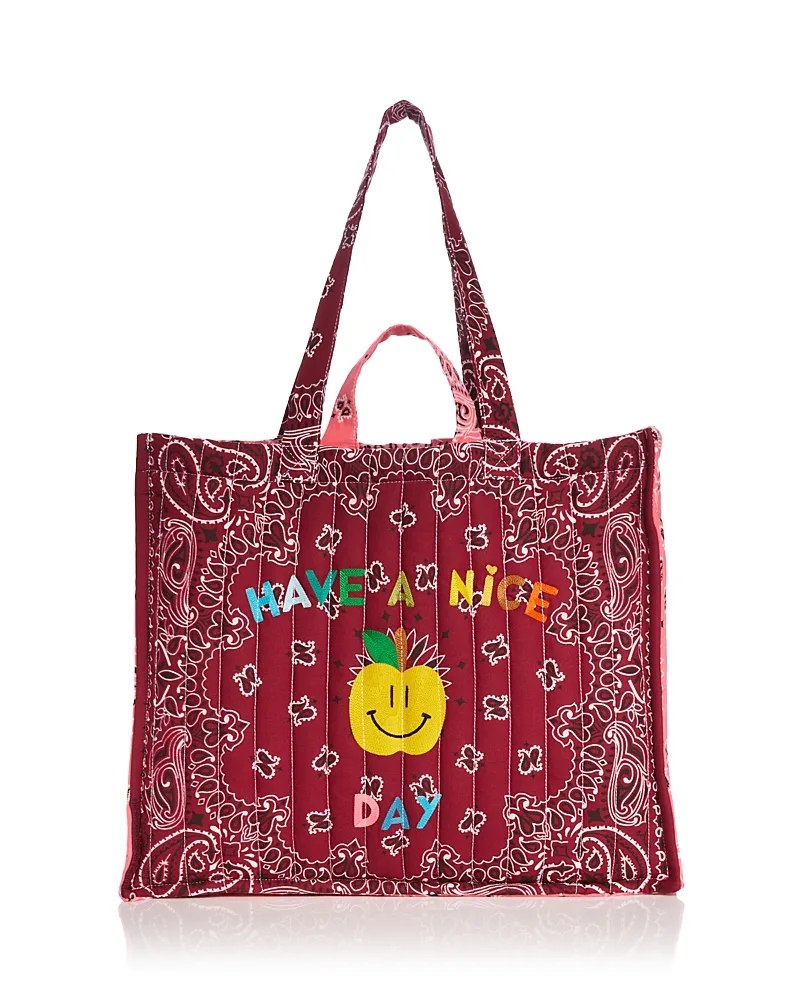 Nice Day Quilted Embroidered Cotton Tote by Call It By Your Name