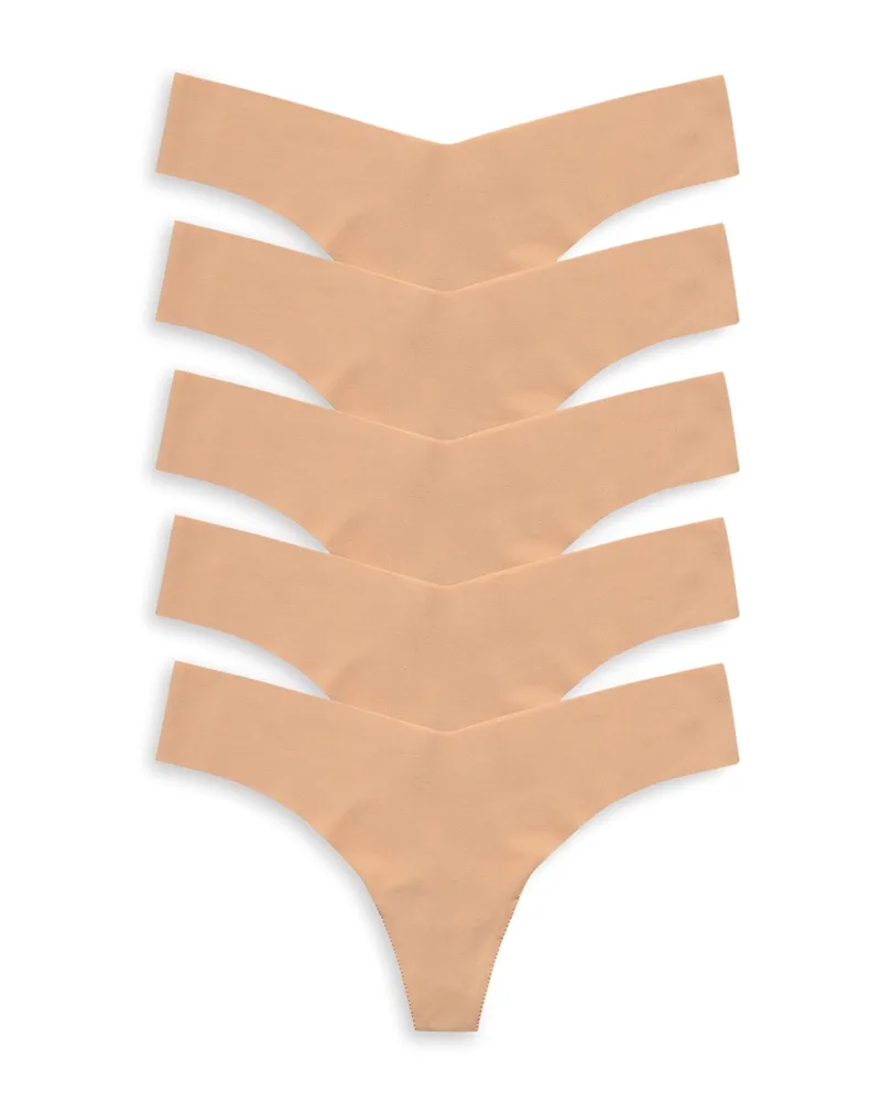 Raw Cut Beige Thong, Pack of 5 by Commando