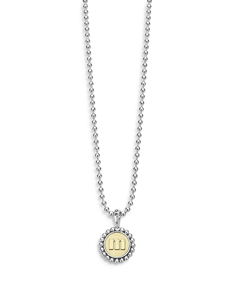 Sterling Silver and 18K Yellow Gold Signature Caviar Initial Pendant Necklace, 16 by Lagos