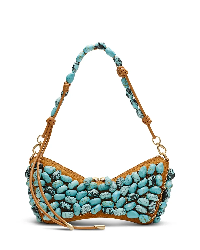 Mercier Turquoise Suede & Leather Clutch by Cult Gaia