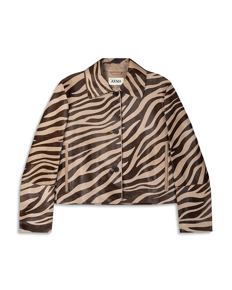 Emy Cavallino Zebra Print Leather Jacket by Arma
