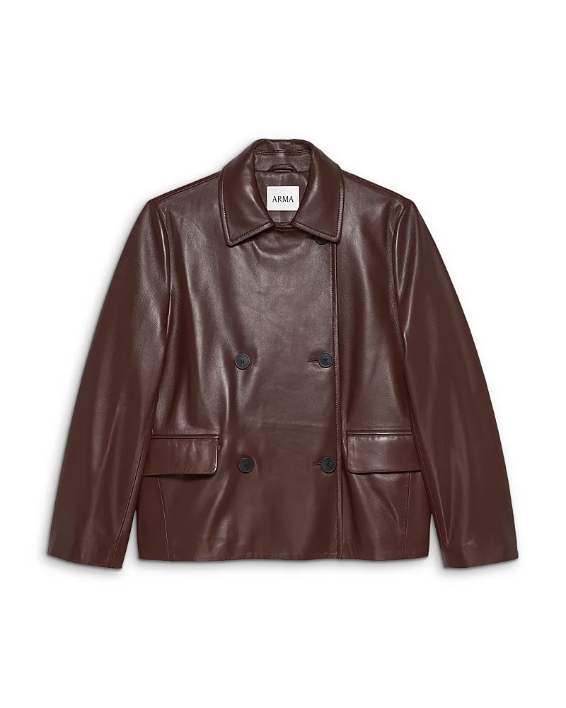 Nerina Leather Double Breasted Jacket by Arma
