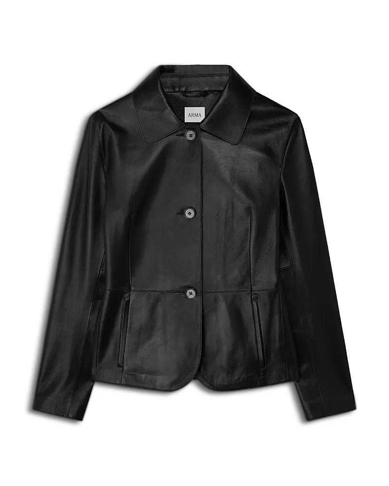 Carmen Leather Button Front Jacket by Arma