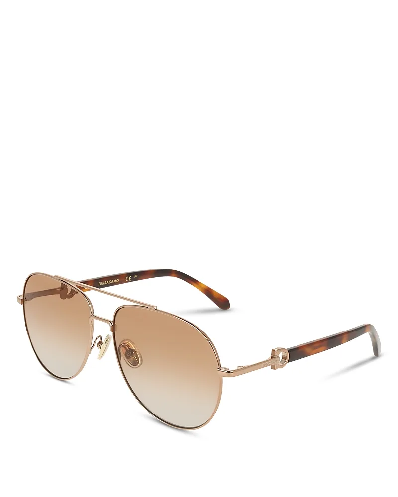 Gancini Oversize Aviator Sunglasses, 60mm by Ferragamo