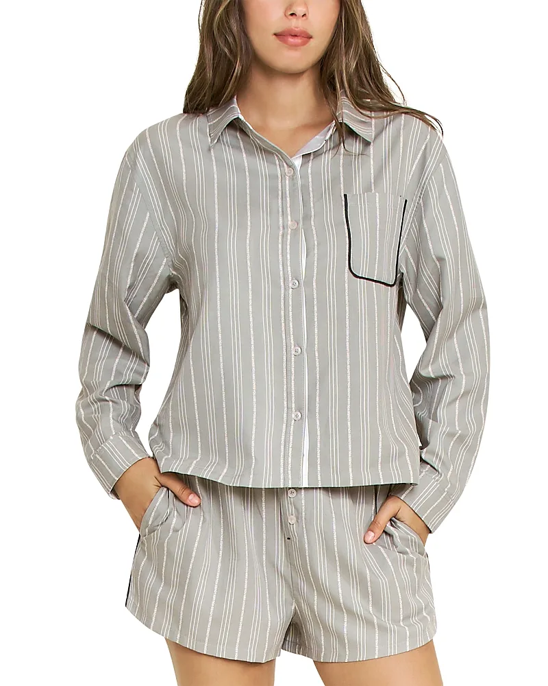 Nap Era Long Sleeve Shirt & Shorts Pajama Set