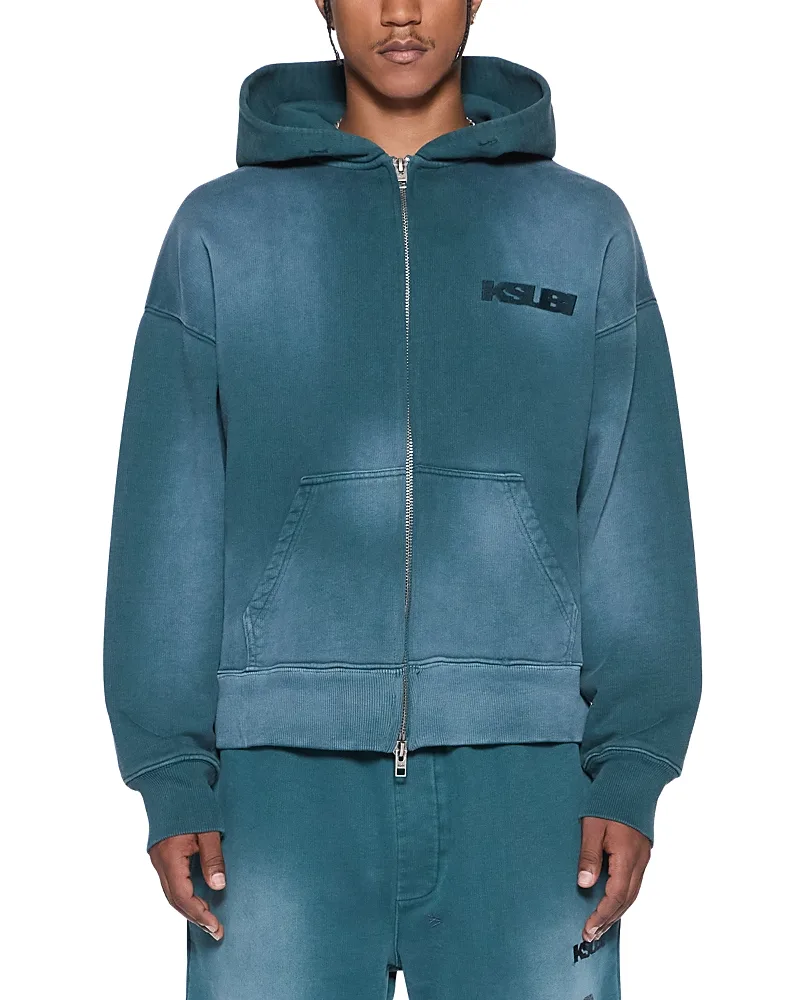 Rugged Cotton Zip Logo Hoodie by Ksubi