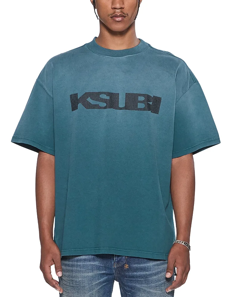 Blasted Ekcess Cotton Logo Crewneck T-Shirt by Ksubi