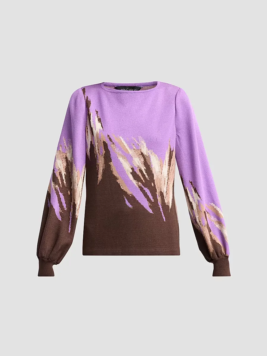 Graphic Boatneck Top by Ming Wang
