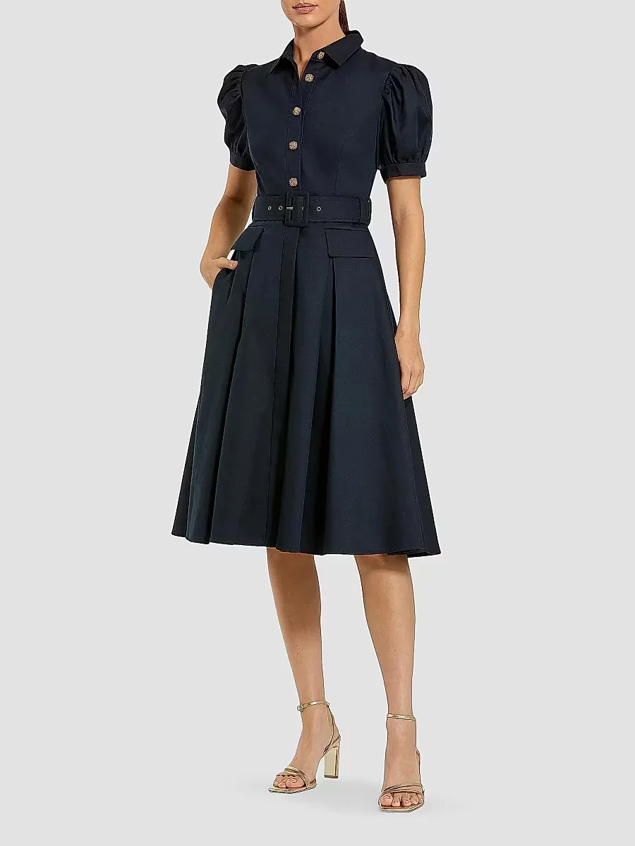 Cocktail Twill Belted Midi-Dress by M.A.C.