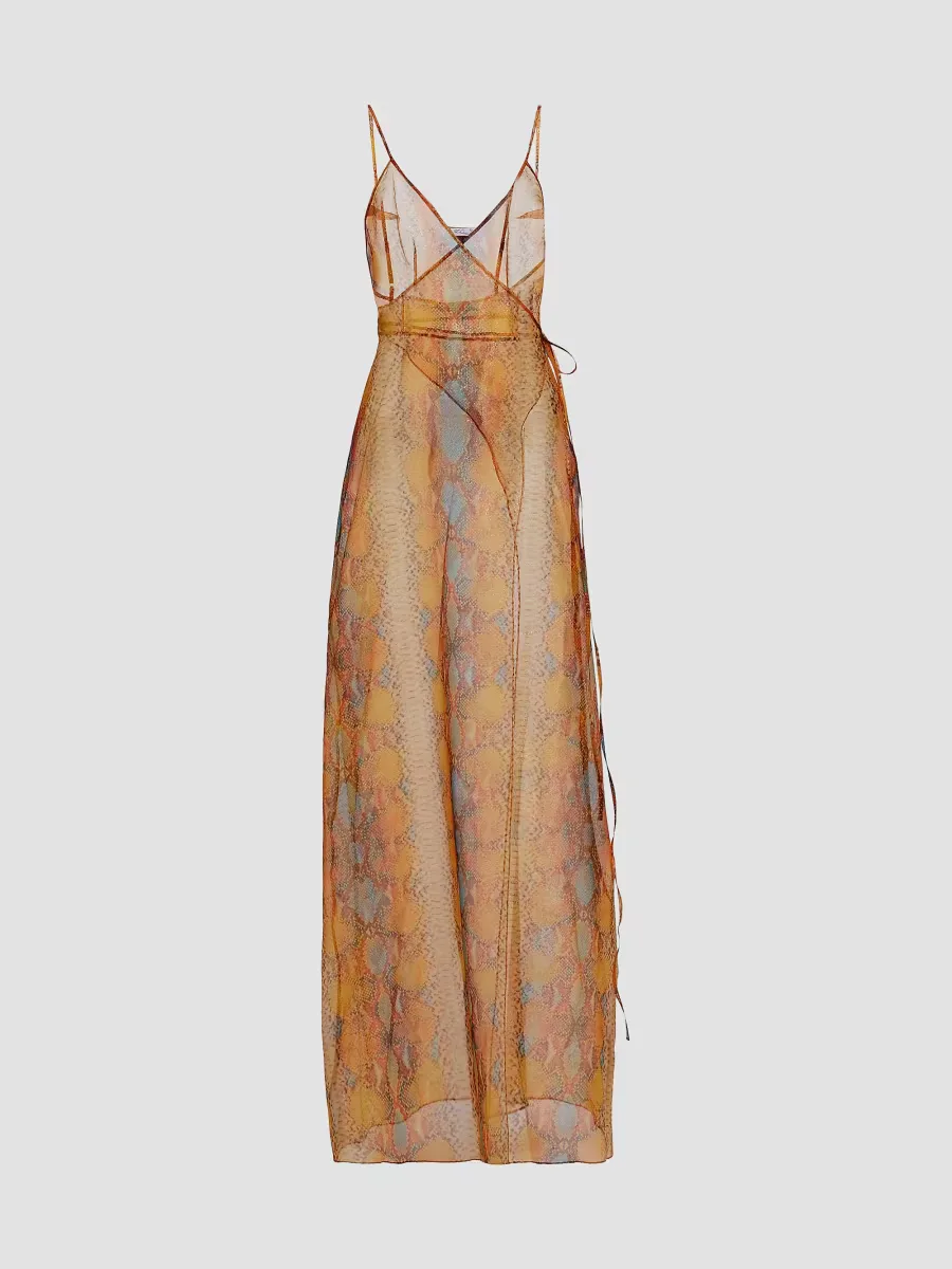 LaQuan Smith Snake Print Sheer Maxi Dress by Smith
