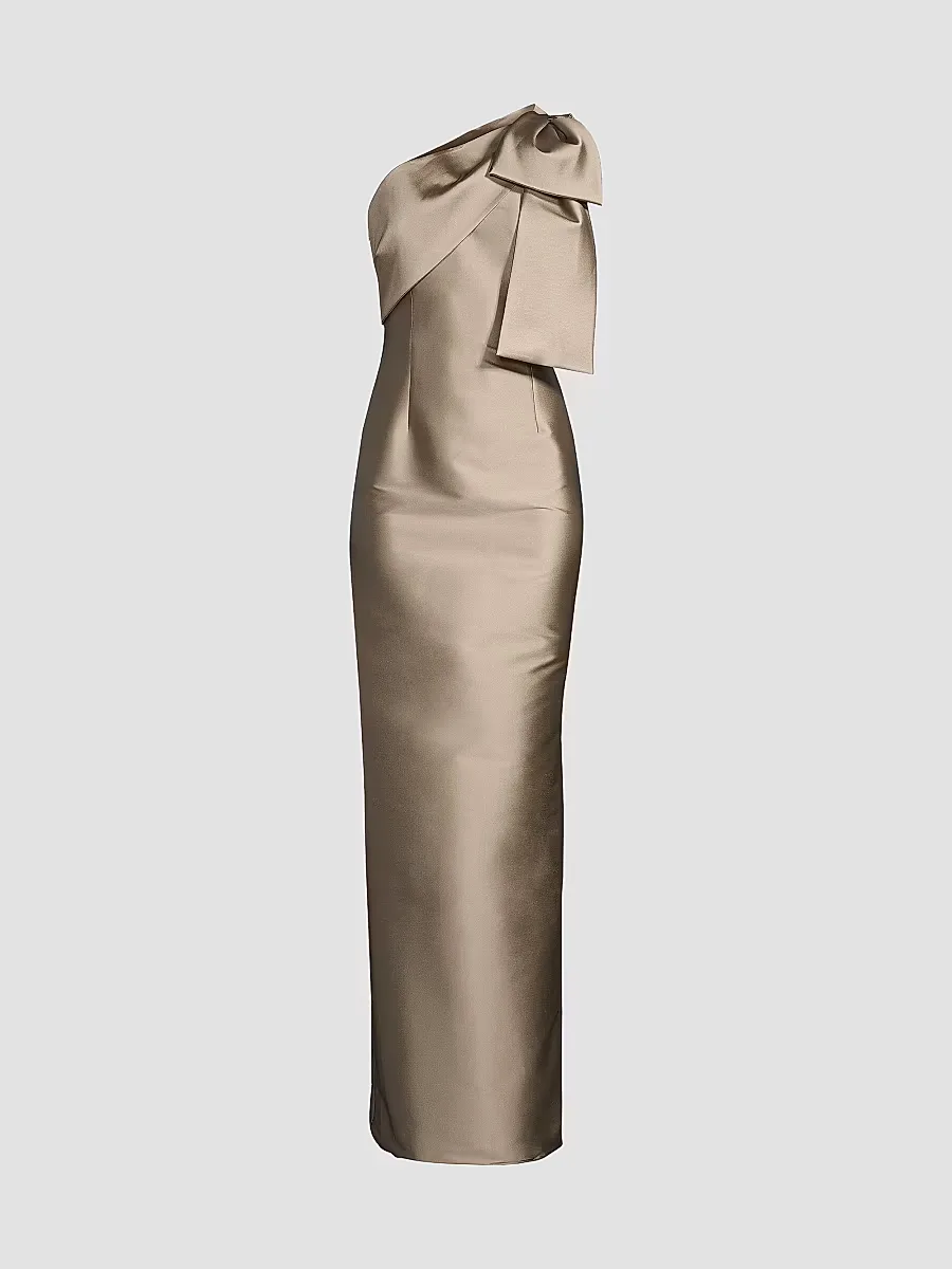 Bonnie Satin One-Shoulder Gown