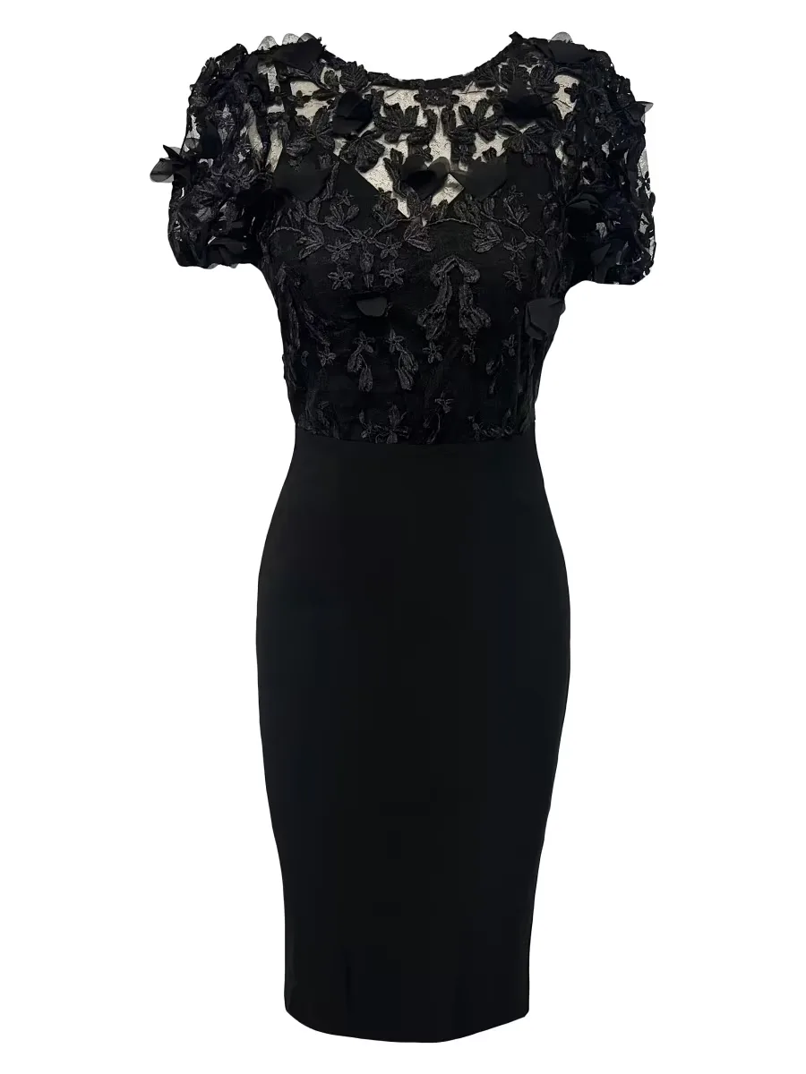 Marianne Embroidered Blouson Mididress by Dress the Population