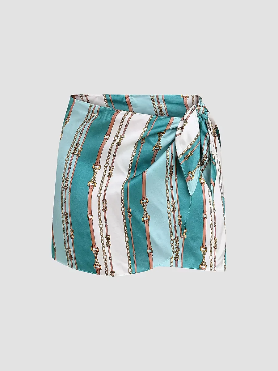 Marceline Belt-Print Satin Pareo by L'AGENCE
