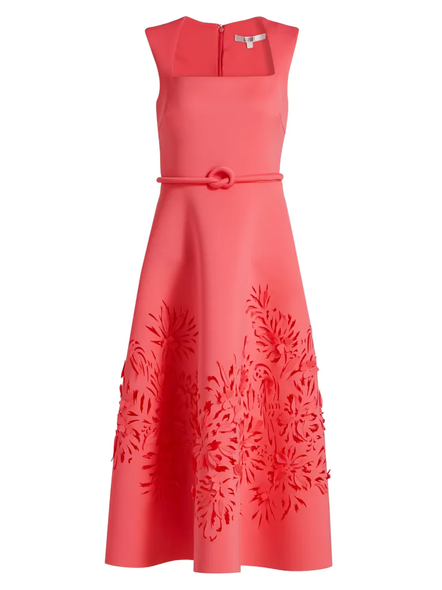 Laser Cut Scuba Cocktail Dress by Badgley Mischka