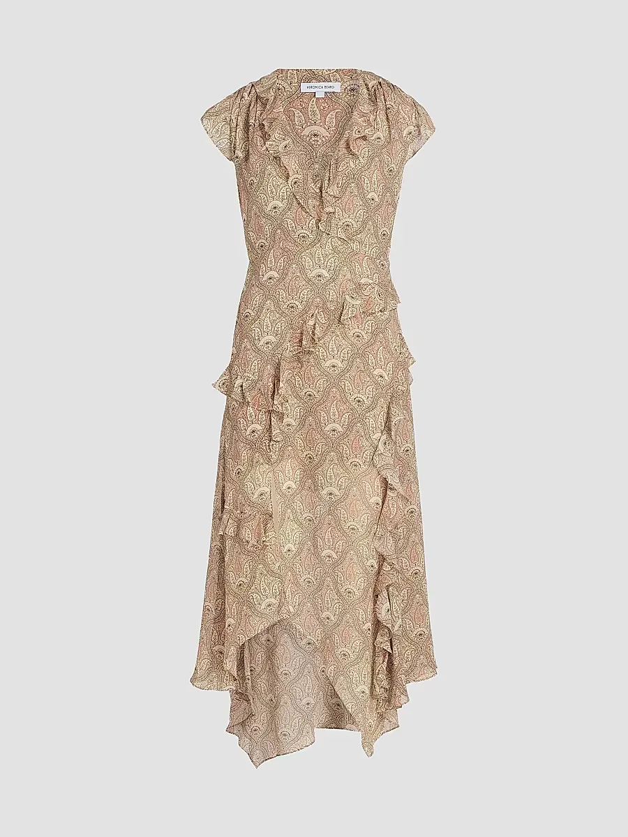Avenel Paisley Cap-Sleeve Dress by Veronica Beard