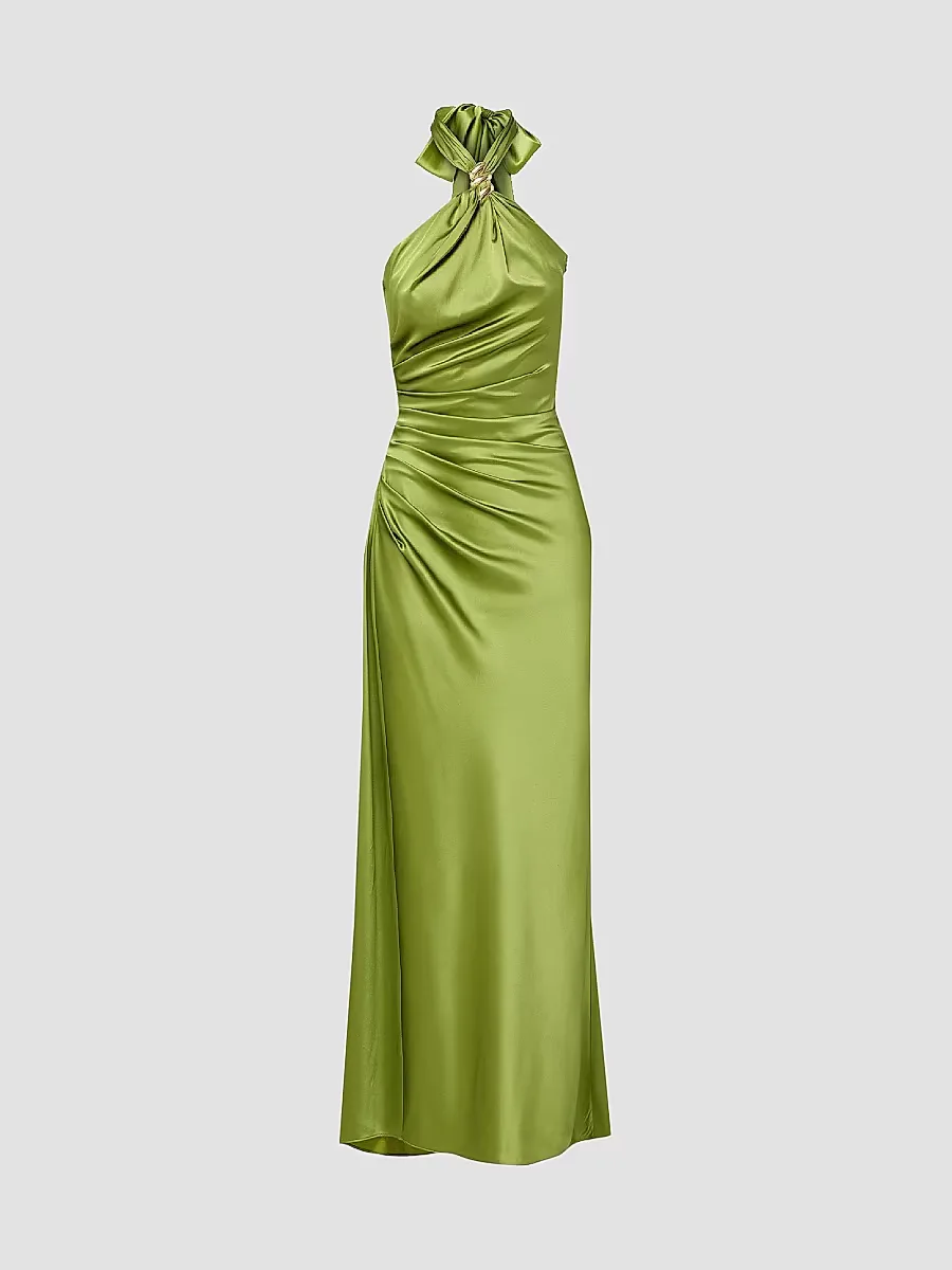 Izaren Satin Halterneck Gown