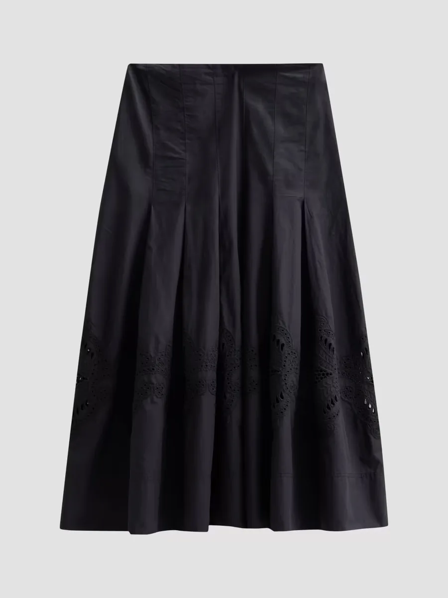Fynnley Cotton Pleated Midi Skirt