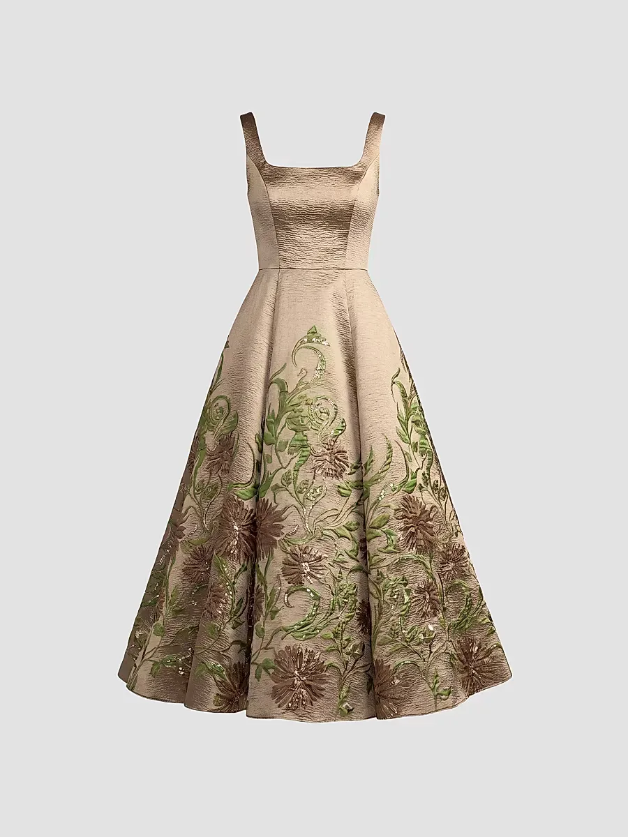 Mac Duggal Floral Brocade Midi Dress by M.A.C.