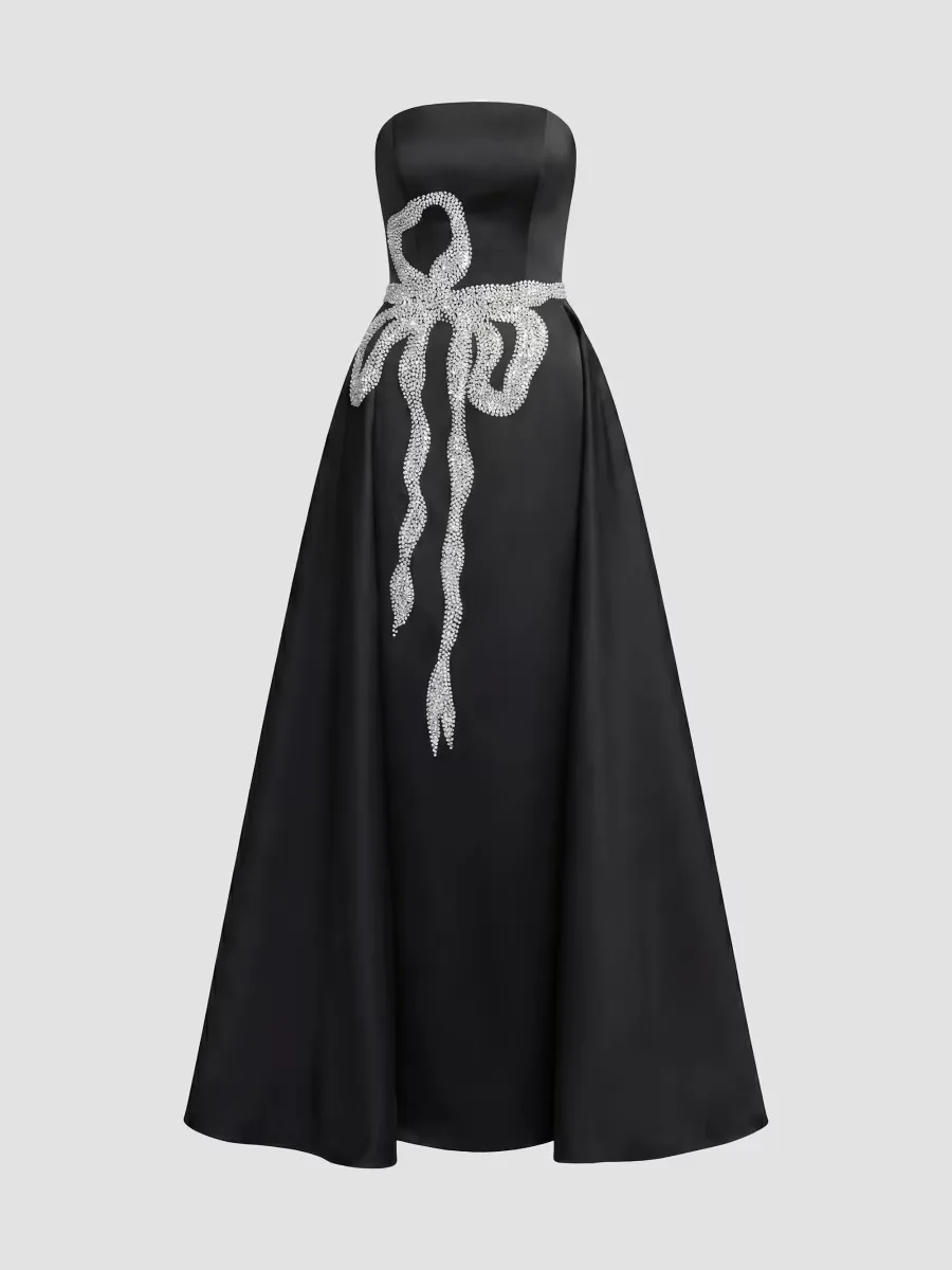 Mac Duggal Evening Strapless Satin Gown by M.A.C.