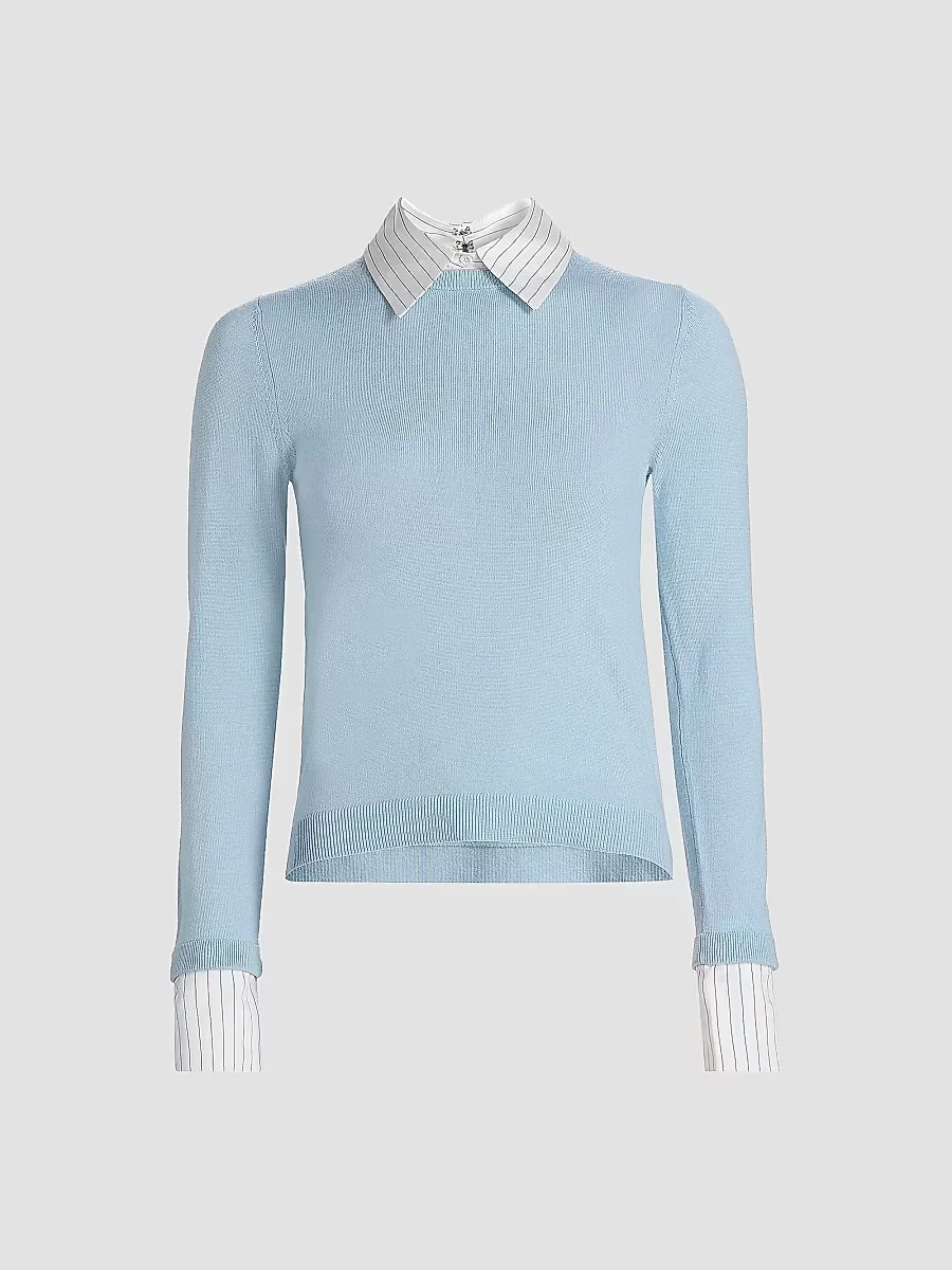 Porla Stretch Wool Collared Sweater by Alice + Olivia