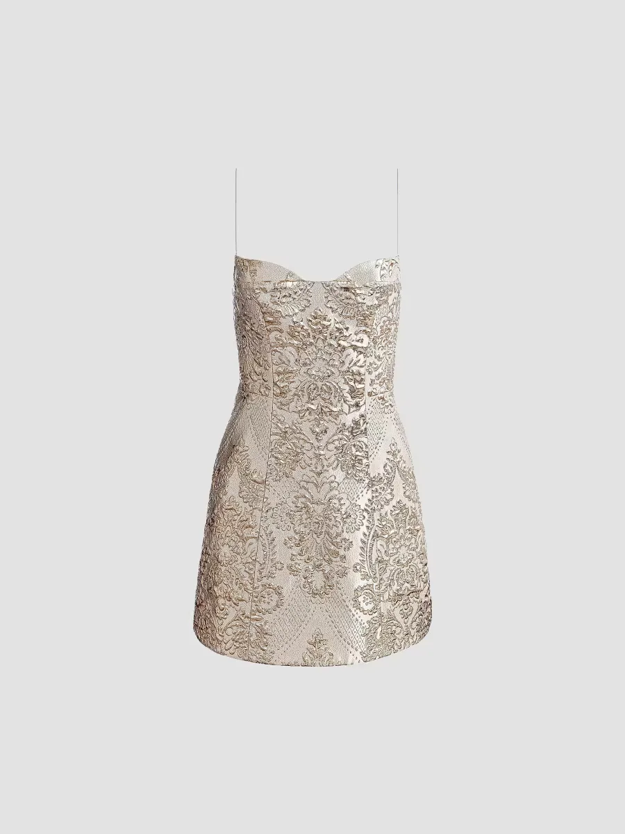 Hallie Peekaboo Metallic Sheath Minidress