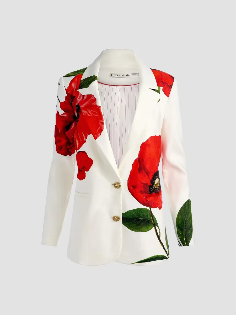 Elna Floral Linen-Blend Blazer by Alice + Olivia