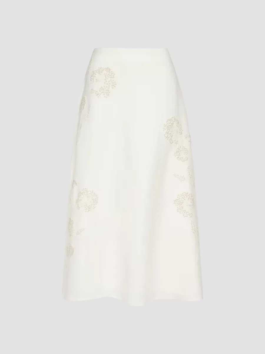 Floral Embroidered A-Line Midi-Skirt by TWP