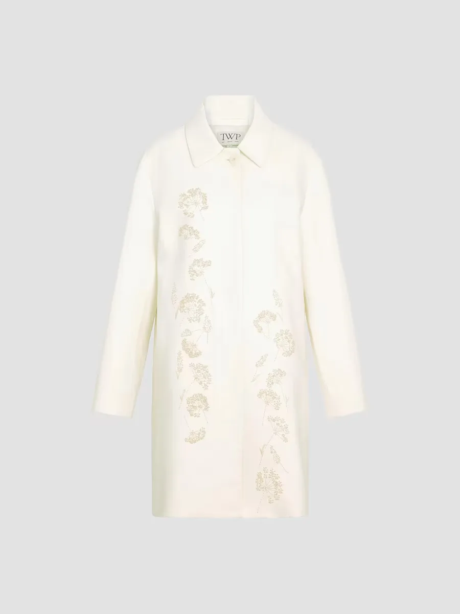 Floral Embroidered Linen A-Line Coat by TWP