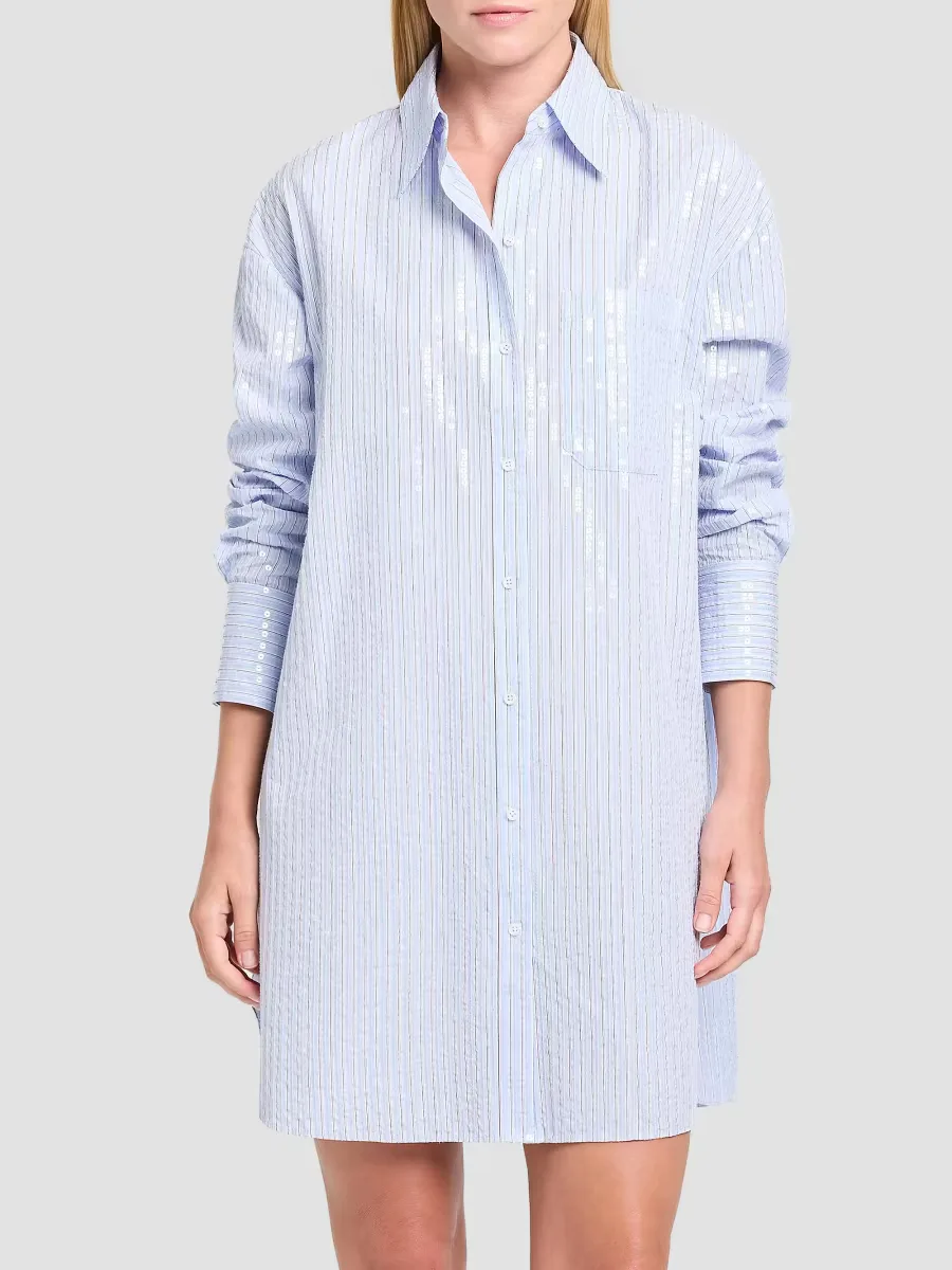 Big Joe Sequined Striped Mini-Shirtdress by TWP