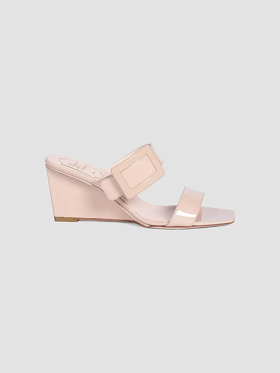 Belle Vivier 60MM Patent Leather Wedge Mules by Roger Vivier