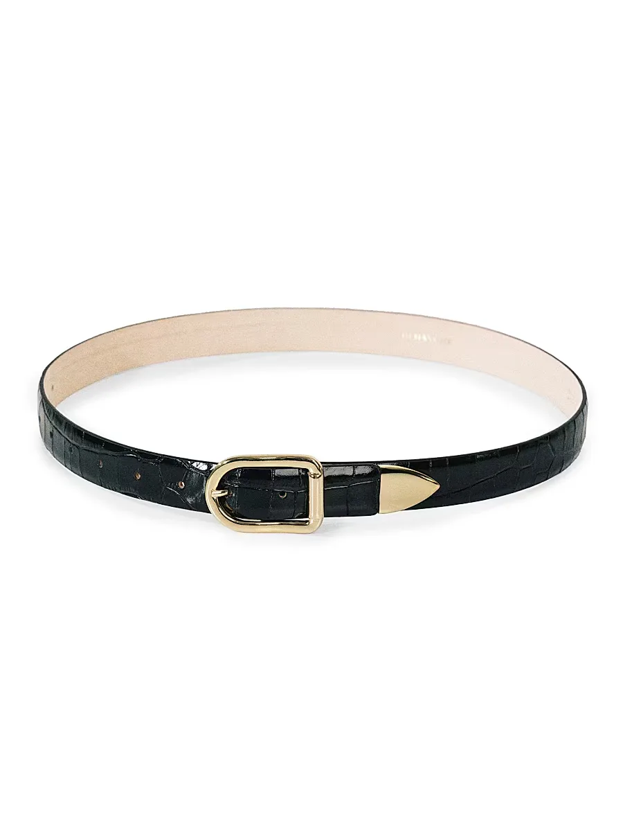 Resort Mija Croc-Embossed Leather Belt by Dhanche