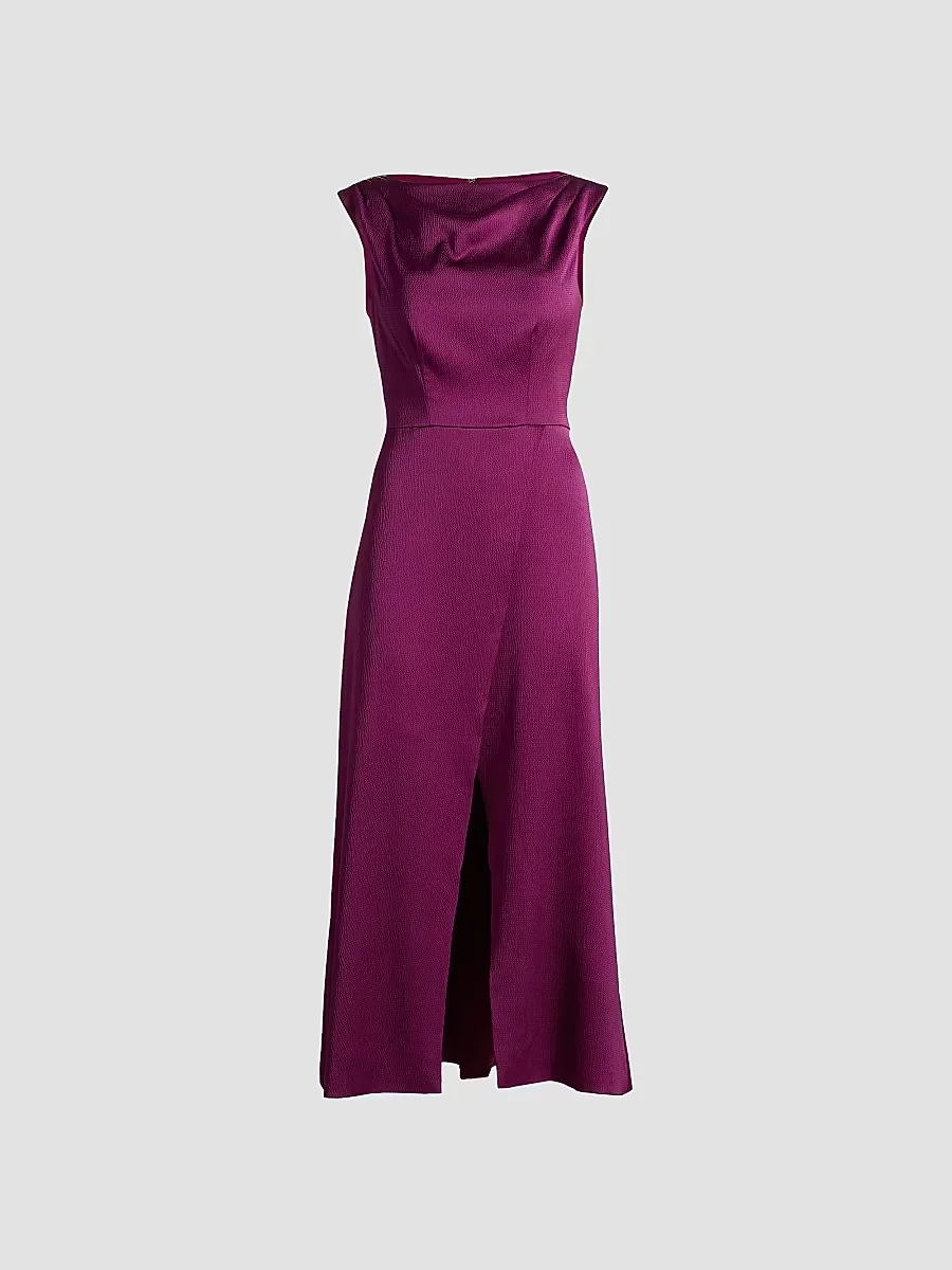 Ginger Satin Tea-Length Dress by Kay Unger