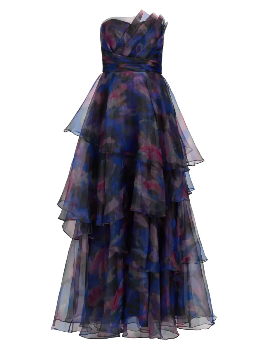 Seona Pebble Organza Strapless Gown
