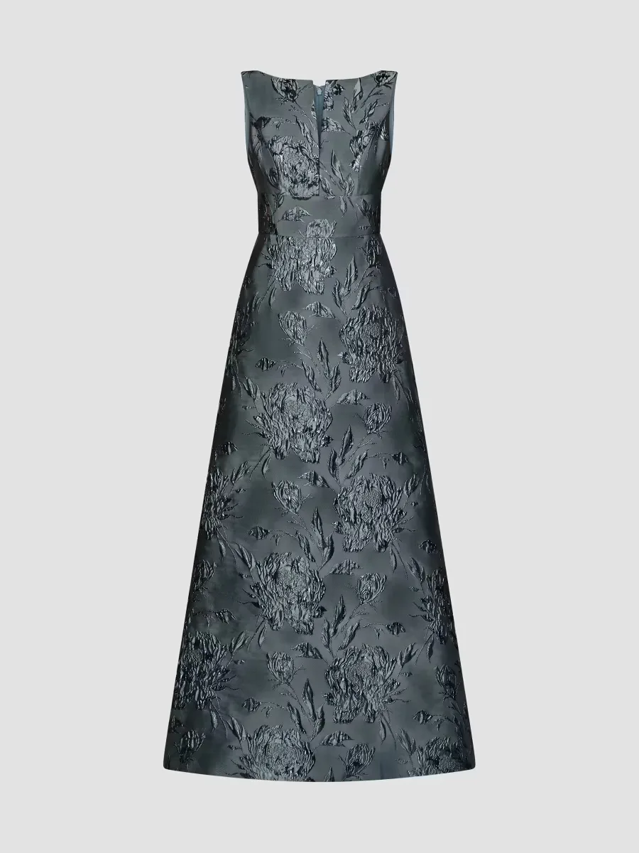 Guilietta Metallic Rose Jacquard Gown