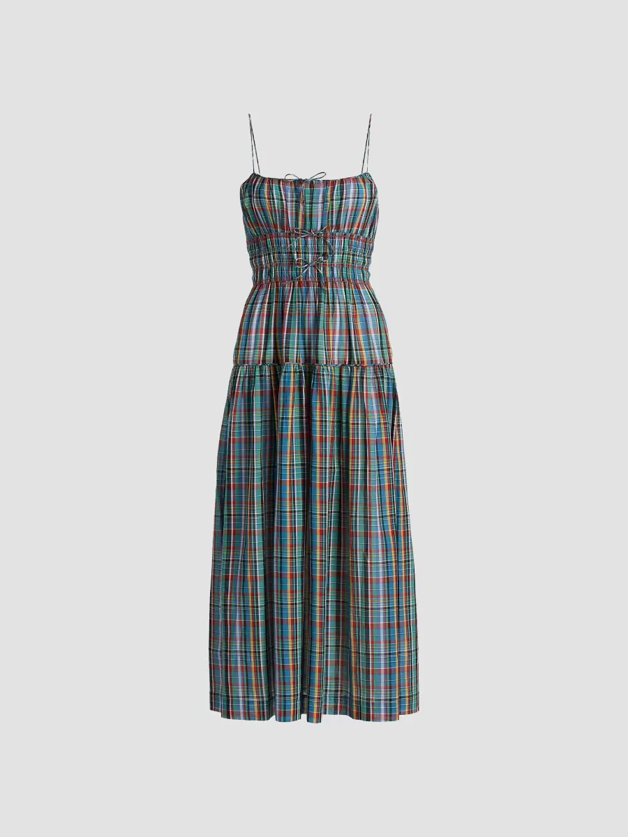 Brielle Plaid Cotton Midi-Dress by DEN