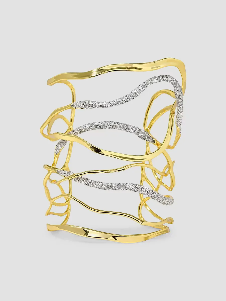 Solanales 14K-Gold-Plated, Rhodium-Plated & Crystal Cuff by Alexis Bittar