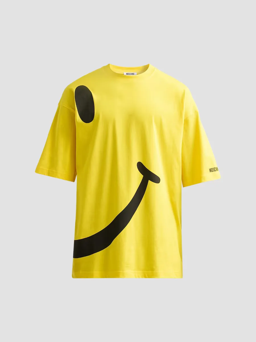 Smiley Graphic Cotton Jersey T-Shirt by Moschino