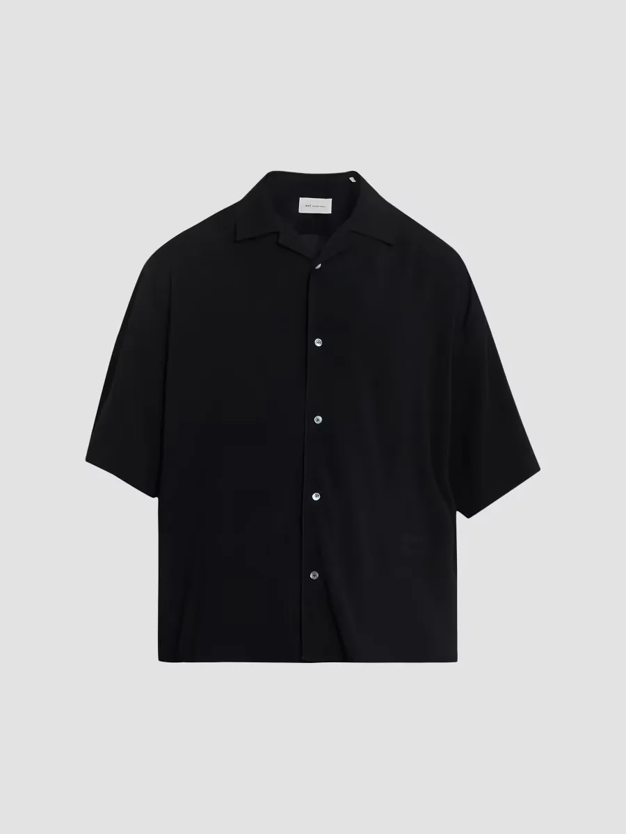 Boxy Short-Sleeve Camp-Collar Shirt