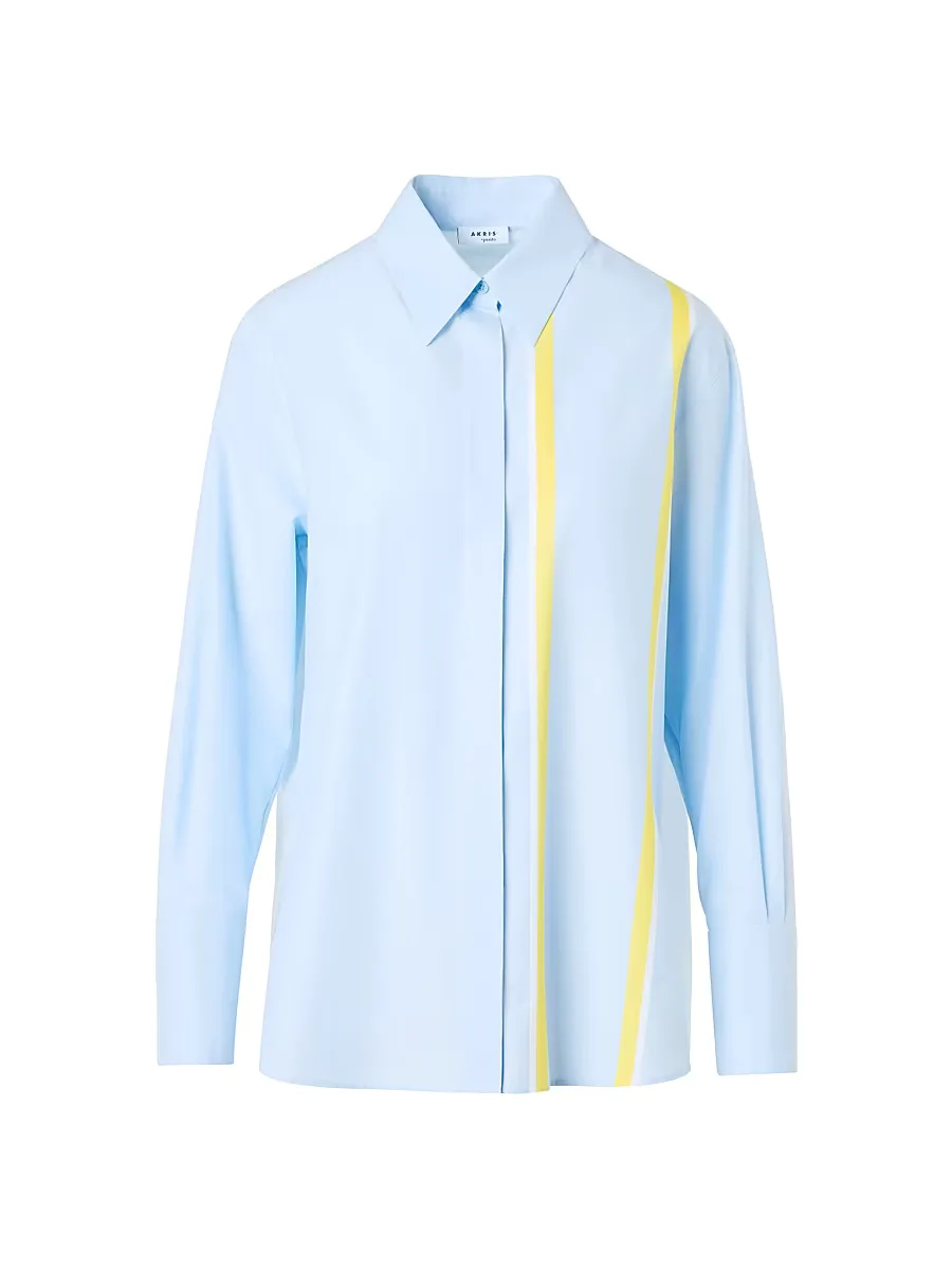 Striped Cotton Button-Front Shirt by Akris Punto
